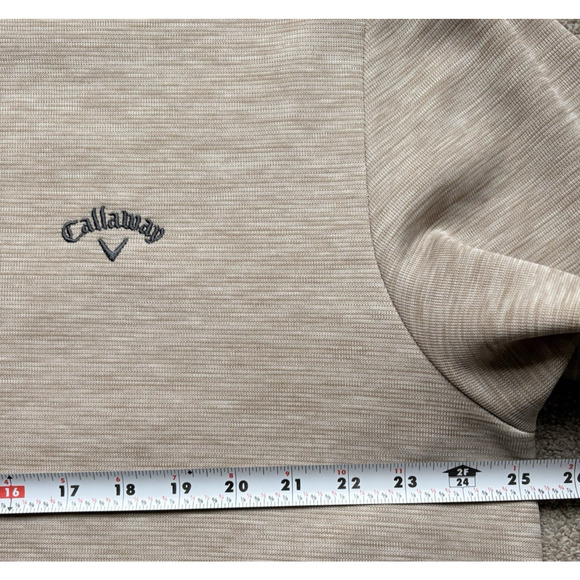 CALLAWAY Performance Fleece Pullover 1/4 Zip Sweater Beige Golf Outdoors XXL - Picture 10 of 11
